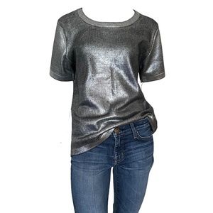 Under Skies Silver Coated Short Sleeve Sweater